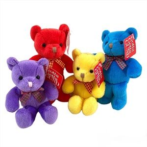 SET OF 4 VINTAGE 1990s GUND BEEBOP 2469 PLUSH SMALL TEDDY BEARS 5 1/2” NWT